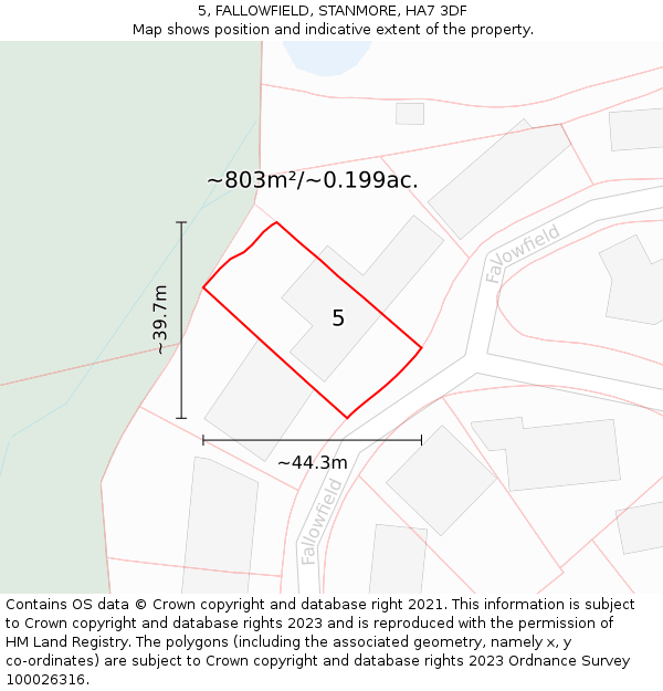 5, FALLOWFIELD, STANMORE, HA7 3DF: Plot and title map