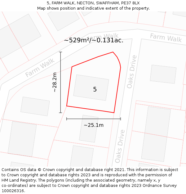5, FARM WALK, NECTON, SWAFFHAM, PE37 8LX: Plot and title map