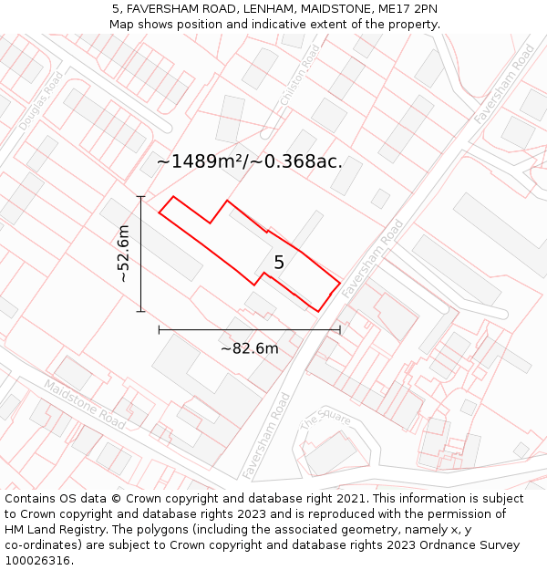 5, FAVERSHAM ROAD, LENHAM, MAIDSTONE, ME17 2PN: Plot and title map