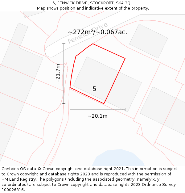 5, FENWICK DRIVE, STOCKPORT, SK4 3QH: Plot and title map