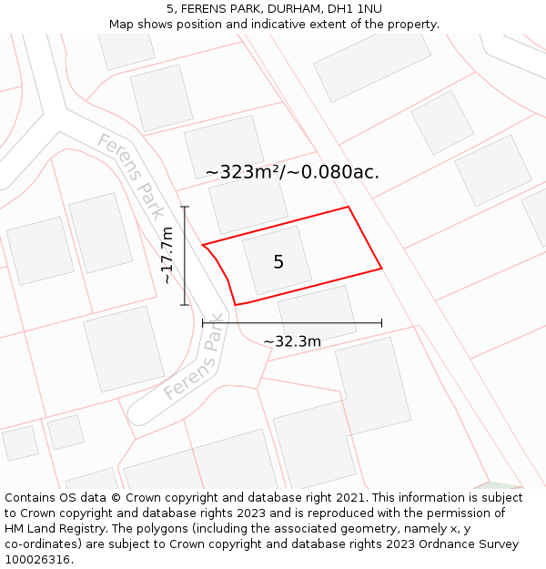 5, FERENS PARK, DURHAM, DH1 1NU: Plot and title map