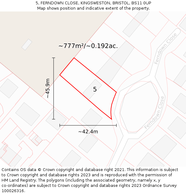 5, FERNDOWN CLOSE, KINGSWESTON, BRISTOL, BS11 0UP: Plot and title map