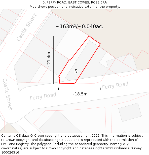 5, FERRY ROAD, EAST COWES, PO32 6RA: Plot and title map