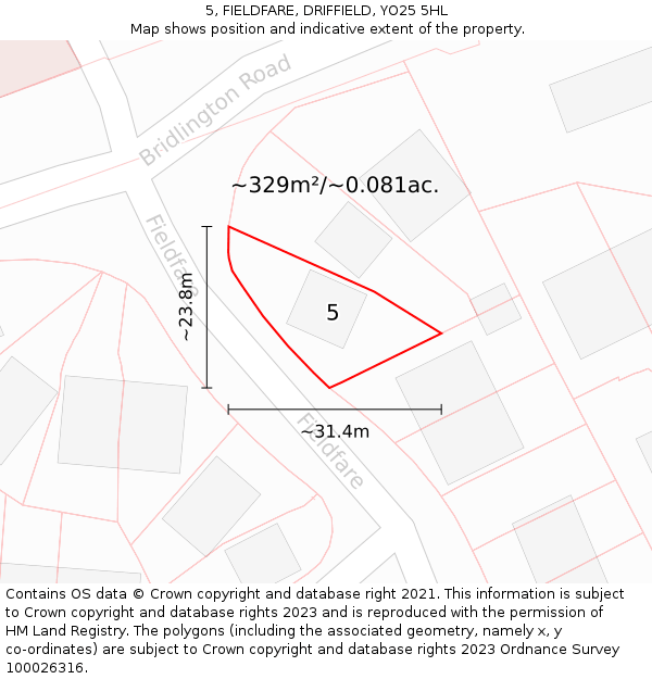 5, FIELDFARE, DRIFFIELD, YO25 5HL: Plot and title map