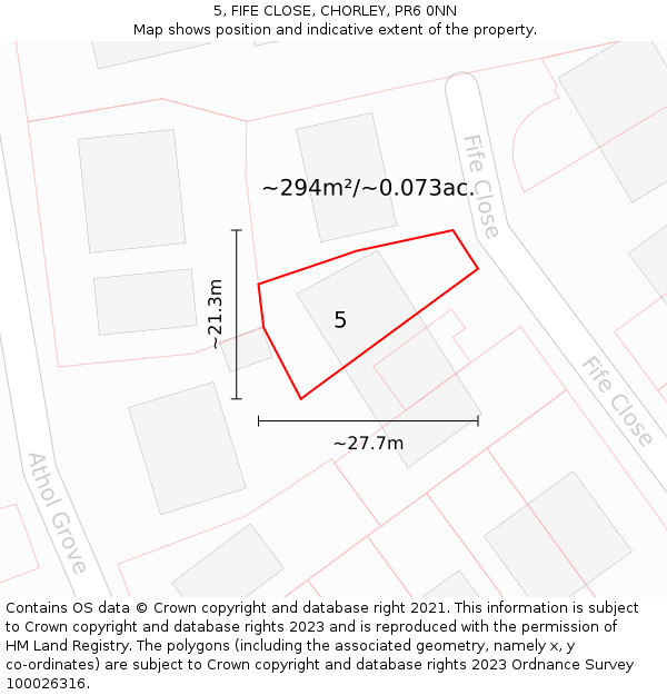 5, FIFE CLOSE, CHORLEY, PR6 0NN: Plot and title map