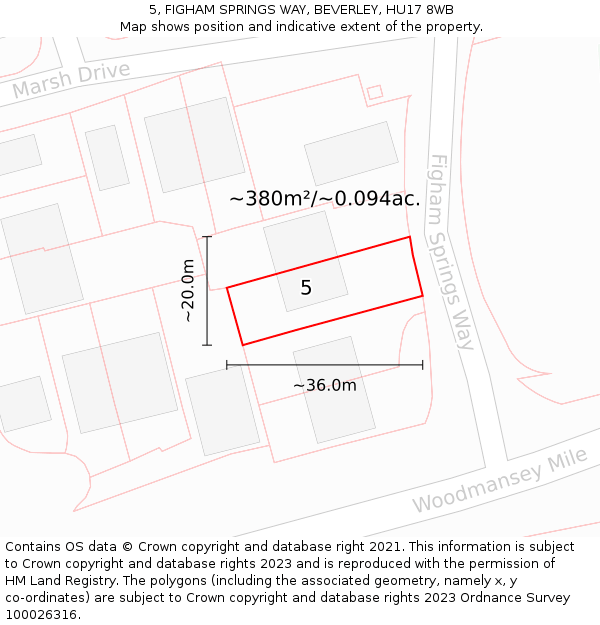 5, FIGHAM SPRINGS WAY, BEVERLEY, HU17 8WB: Plot and title map