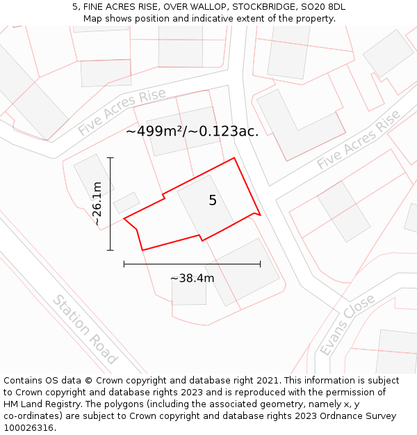 5, FINE ACRES RISE, OVER WALLOP, STOCKBRIDGE, SO20 8DL: Plot and title map