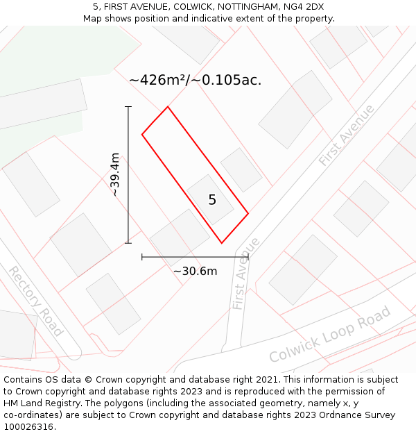 5, FIRST AVENUE, COLWICK, NOTTINGHAM, NG4 2DX: Plot and title map