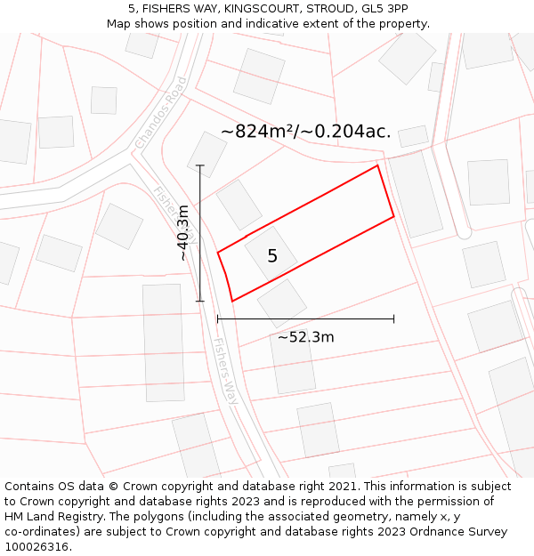 5, FISHERS WAY, KINGSCOURT, STROUD, GL5 3PP: Plot and title map