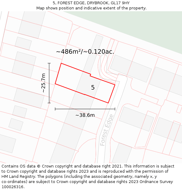 5, FOREST EDGE, DRYBROOK, GL17 9HY: Plot and title map