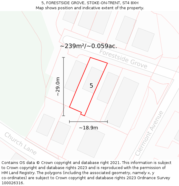 5, FORESTSIDE GROVE, STOKE-ON-TRENT, ST4 8XH: Plot and title map