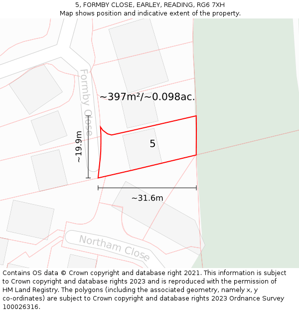 5, FORMBY CLOSE, EARLEY, READING, RG6 7XH: Plot and title map