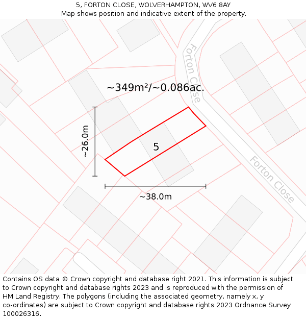 5, FORTON CLOSE, WOLVERHAMPTON, WV6 8AY: Plot and title map