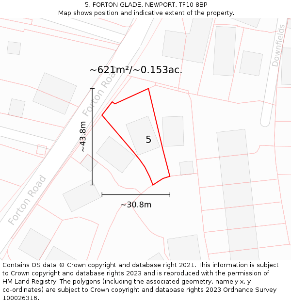 5, FORTON GLADE, NEWPORT, TF10 8BP: Plot and title map