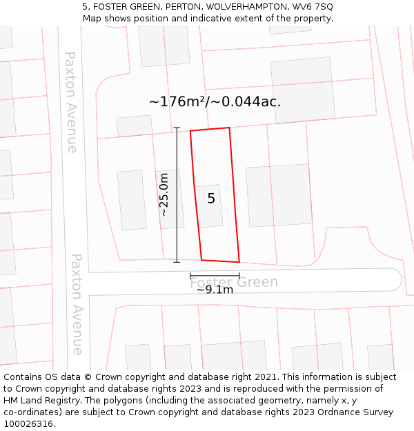 5, FOSTER GREEN, PERTON, WOLVERHAMPTON, WV6 7SQ: Plot and title map