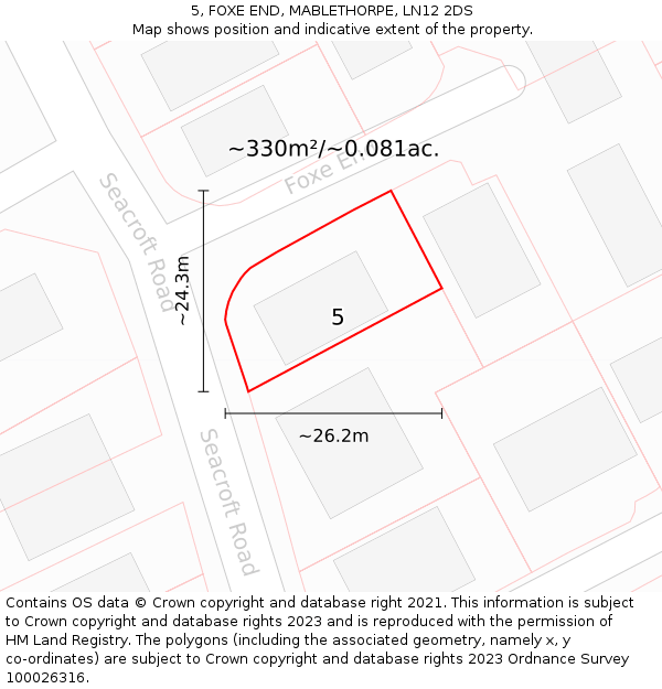 5, FOXE END, MABLETHORPE, LN12 2DS: Plot and title map