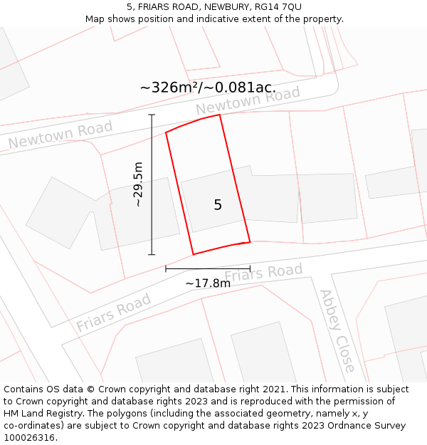 5, FRIARS ROAD, NEWBURY, RG14 7QU: Plot and title map