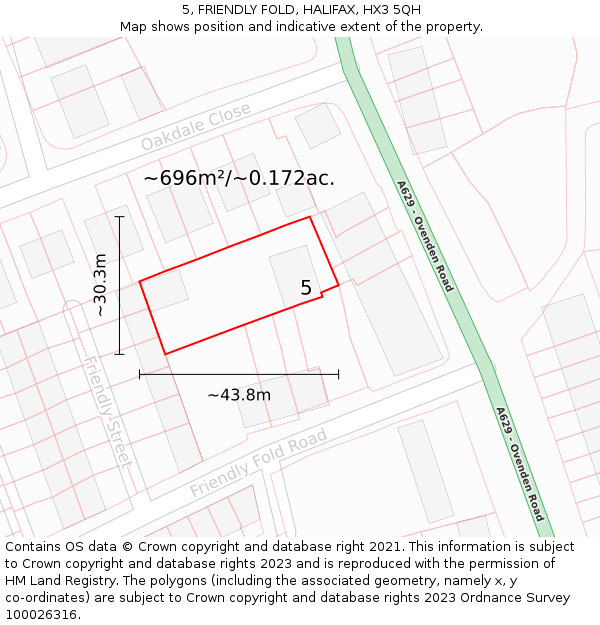 5, FRIENDLY FOLD, HALIFAX, HX3 5QH: Plot and title map