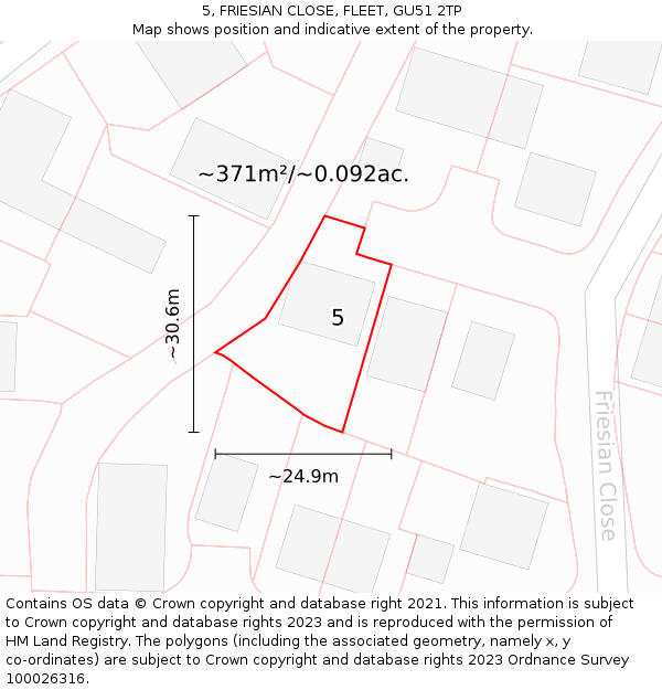 5, FRIESIAN CLOSE, FLEET, GU51 2TP: Plot and title map