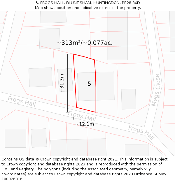 5, FROGS HALL, BLUNTISHAM, HUNTINGDON, PE28 3XD: Plot and title map