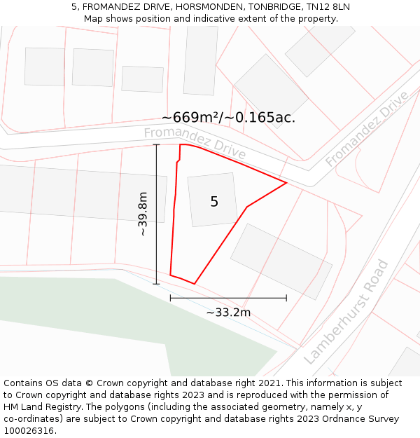 5, FROMANDEZ DRIVE, HORSMONDEN, TONBRIDGE, TN12 8LN: Plot and title map