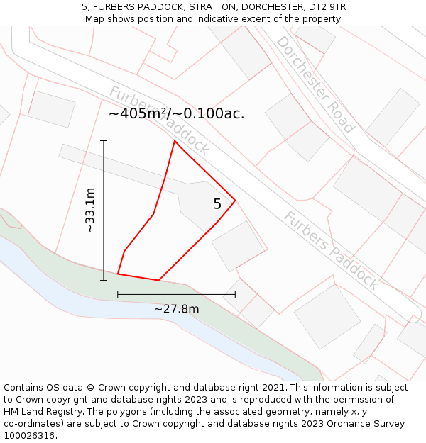 5, FURBERS PADDOCK, STRATTON, DORCHESTER, DT2 9TR: Plot and title map