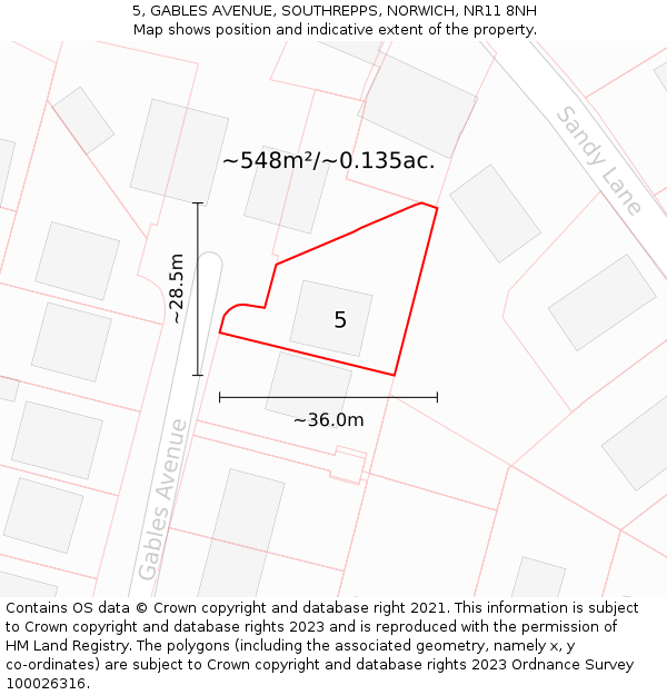 5, GABLES AVENUE, SOUTHREPPS, NORWICH, NR11 8NH: Plot and title map