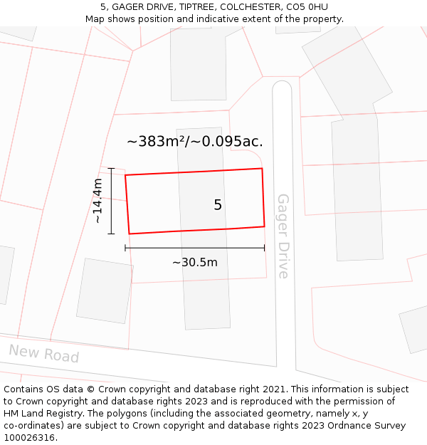 5, GAGER DRIVE, TIPTREE, COLCHESTER, CO5 0HU: Plot and title map