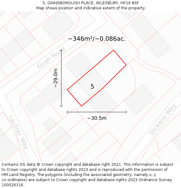 5, GAINSBOROUGH PLACE, AYLESBURY, HP19 8SF: Plot and title map