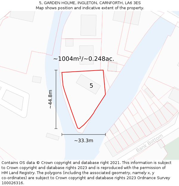 5, GARDEN HOLME, INGLETON, CARNFORTH, LA6 3ES: Plot and title map