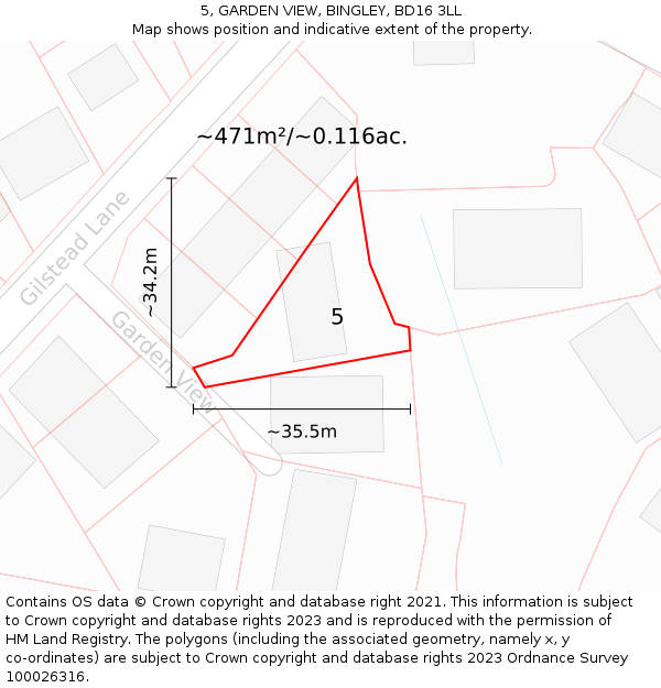 5, GARDEN VIEW, BINGLEY, BD16 3LL: Plot and title map