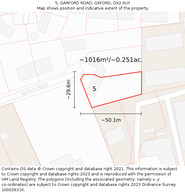 5, GARFORD ROAD, OXFORD, OX2 6UY: Plot and title map