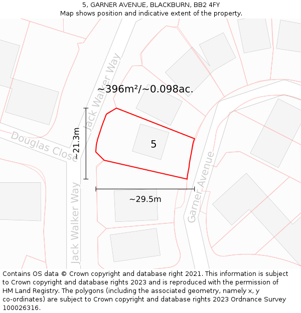 5, GARNER AVENUE, BLACKBURN, BB2 4FY: Plot and title map