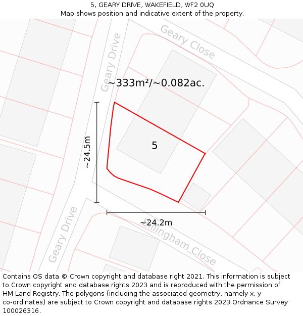 5, GEARY DRIVE, WAKEFIELD, WF2 0UQ: Plot and title map