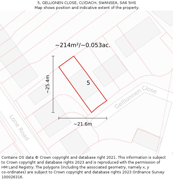 5, GELLIONEN CLOSE, CLYDACH, SWANSEA, SA6 5HS: Plot and title map