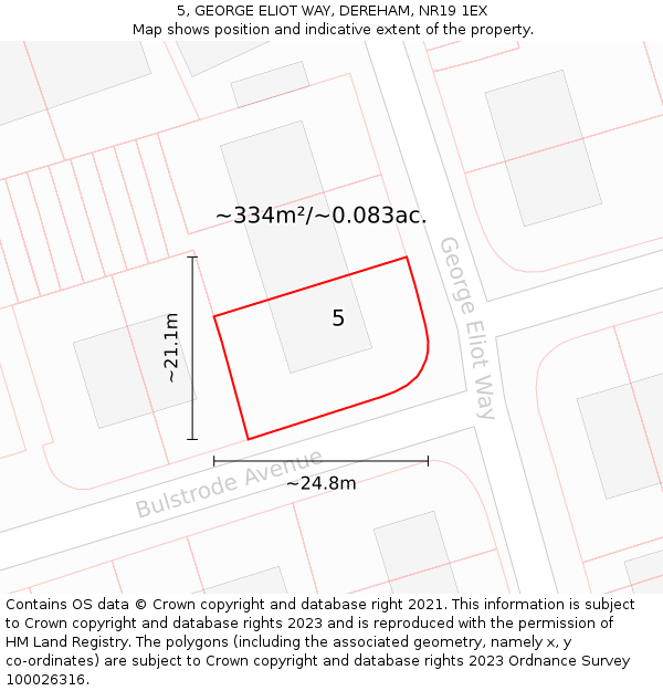 5, GEORGE ELIOT WAY, DEREHAM, NR19 1EX: Plot and title map