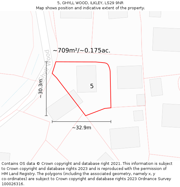 5, GHYLL WOOD, ILKLEY, LS29 9NR: Plot and title map