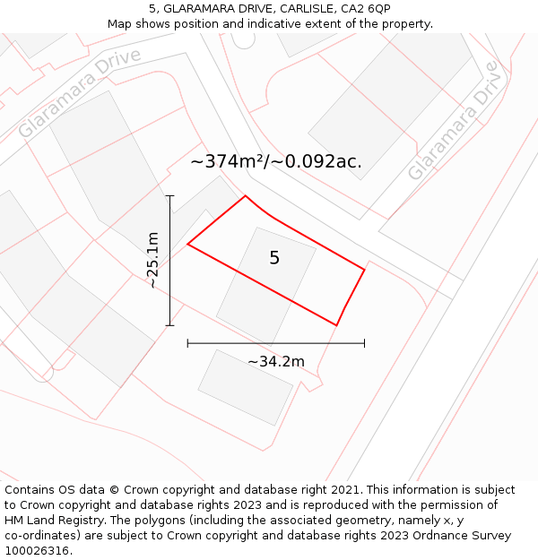 5, GLARAMARA DRIVE, CARLISLE, CA2 6QP: Plot and title map