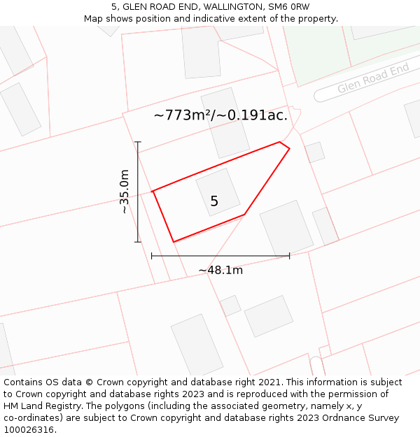 5, GLEN ROAD END, WALLINGTON, SM6 0RW: Plot and title map