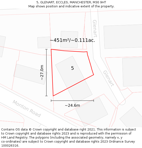 5, GLENART, ECCLES, MANCHESTER, M30 9HT: Plot and title map