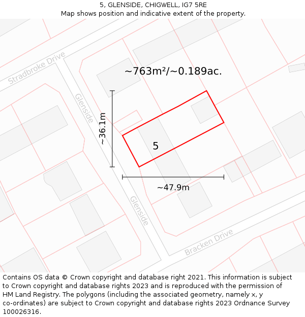 5, GLENSIDE, CHIGWELL, IG7 5RE: Plot and title map