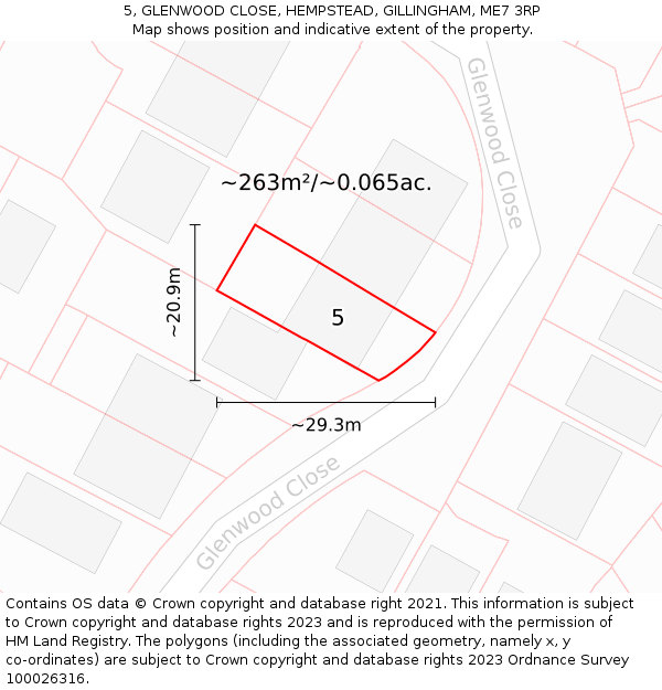 5, GLENWOOD CLOSE, HEMPSTEAD, GILLINGHAM, ME7 3RP: Plot and title map