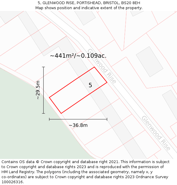 5, GLENWOOD RISE, PORTISHEAD, BRISTOL, BS20 8EH: Plot and title map