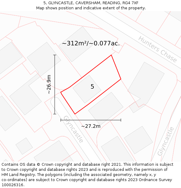 5, GLYNCASTLE, CAVERSHAM, READING, RG4 7XF: Plot and title map