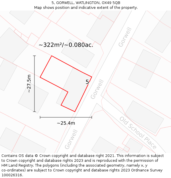 5, GORWELL, WATLINGTON, OX49 5QB: Plot and title map