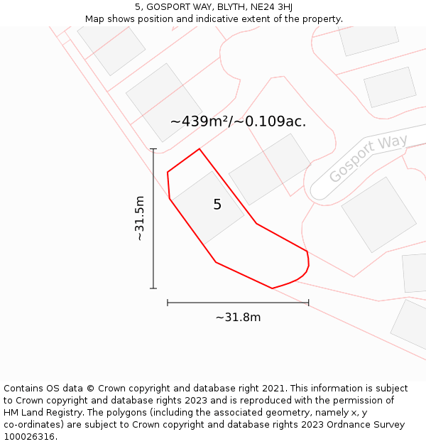 5, GOSPORT WAY, BLYTH, NE24 3HJ: Plot and title map