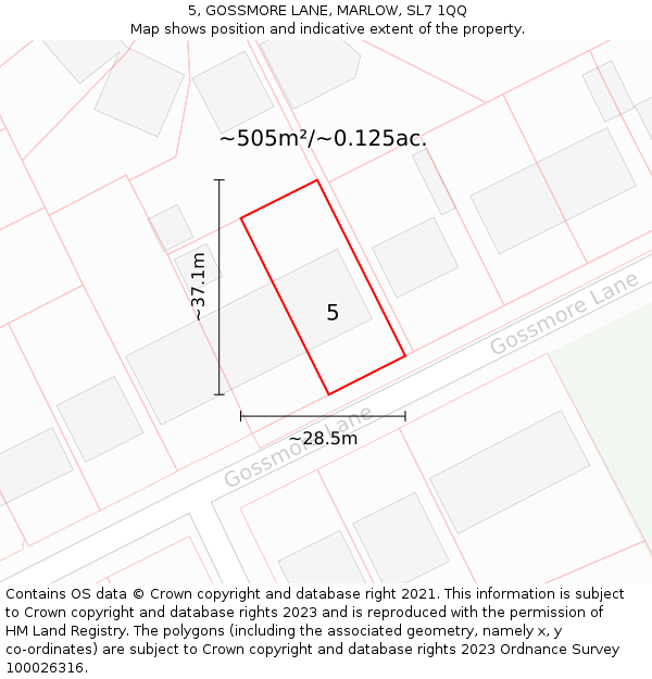 5, GOSSMORE LANE, MARLOW, SL7 1QQ: Plot and title map