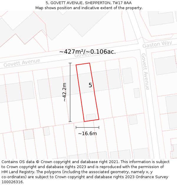 5, GOVETT AVENUE, SHEPPERTON, TW17 8AA: Plot and title map