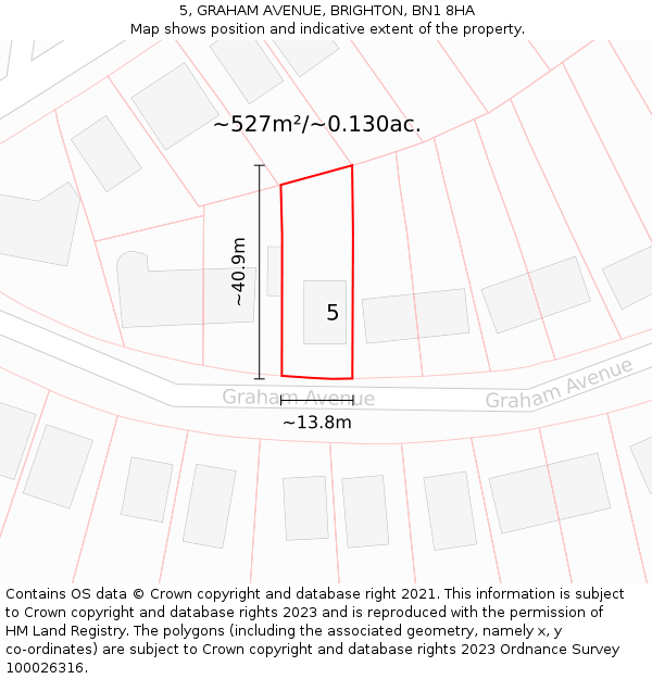 5, GRAHAM AVENUE, BRIGHTON, BN1 8HA: Plot and title map