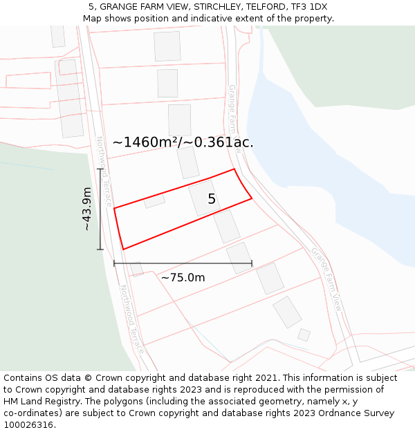 5, GRANGE FARM VIEW, STIRCHLEY, TELFORD, TF3 1DX: Plot and title map